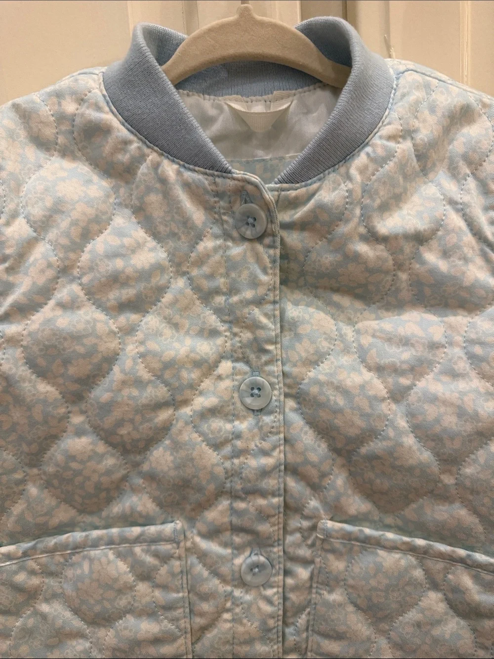 Cat & Jack Quilted Pale Blue Floral Puffer Jacket